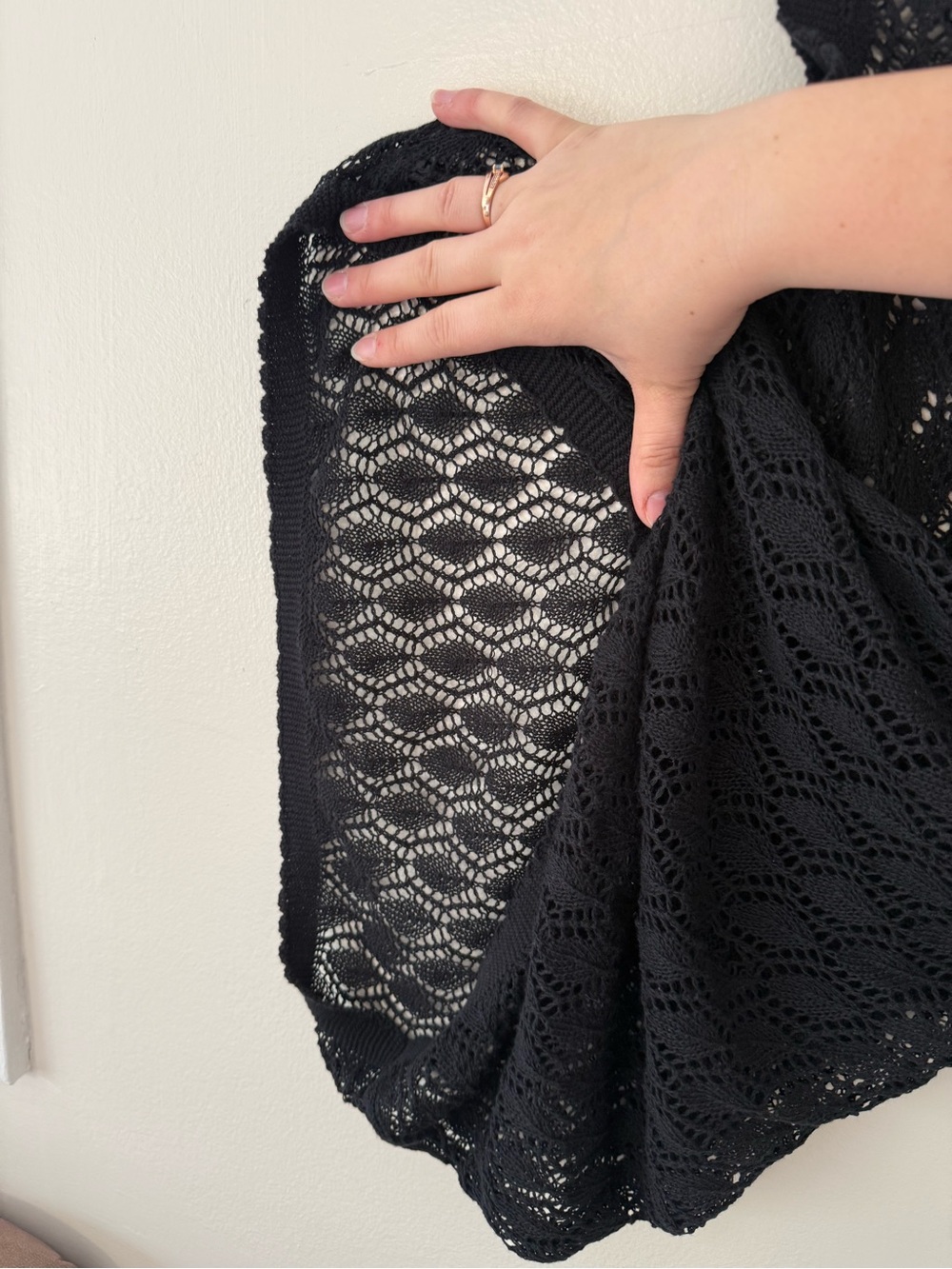 Vintage Y2K Old Navy Black Crocheted Dress Cover Up Sz Lg Whimsigoth Emo Witchy - Picture 8 of 10